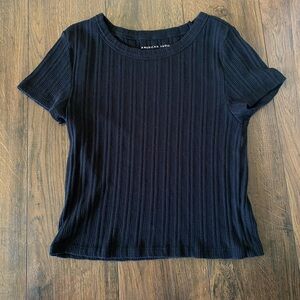 Black Ribbed American Eagle crop top